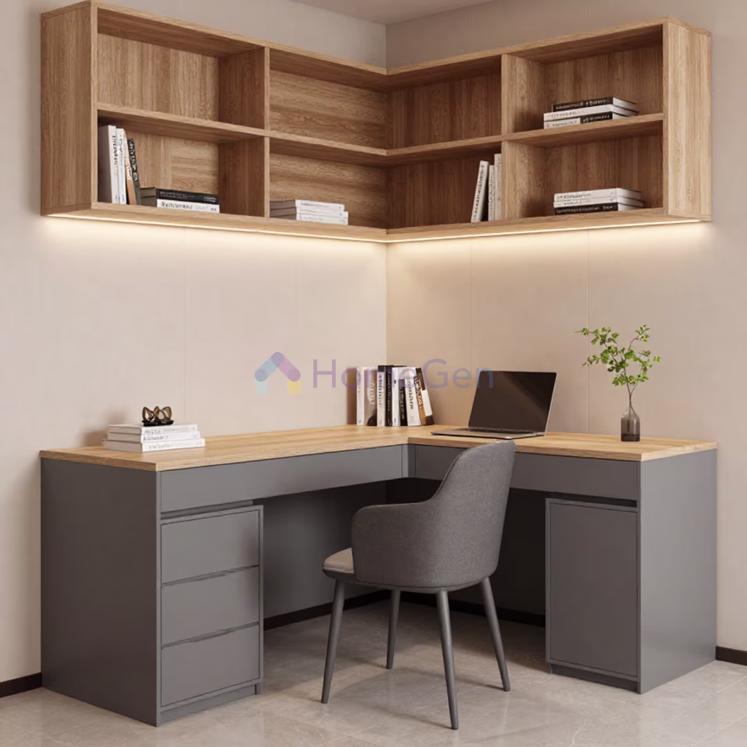 L Shape Study Table Design