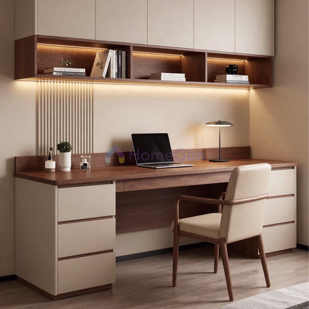 Modern Wardrobe With Study Table Design