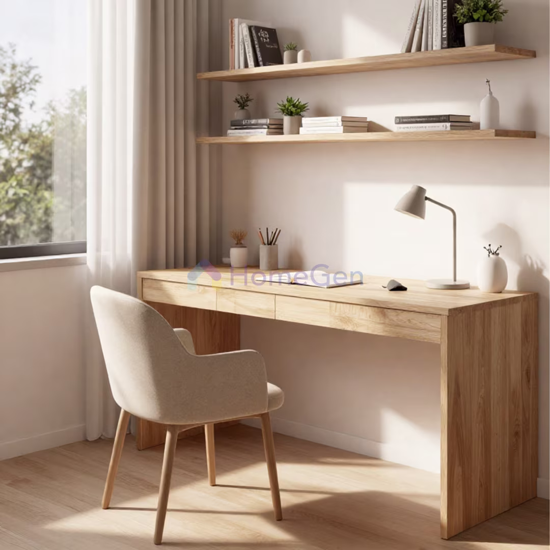 Study Table With Bookshelf Design